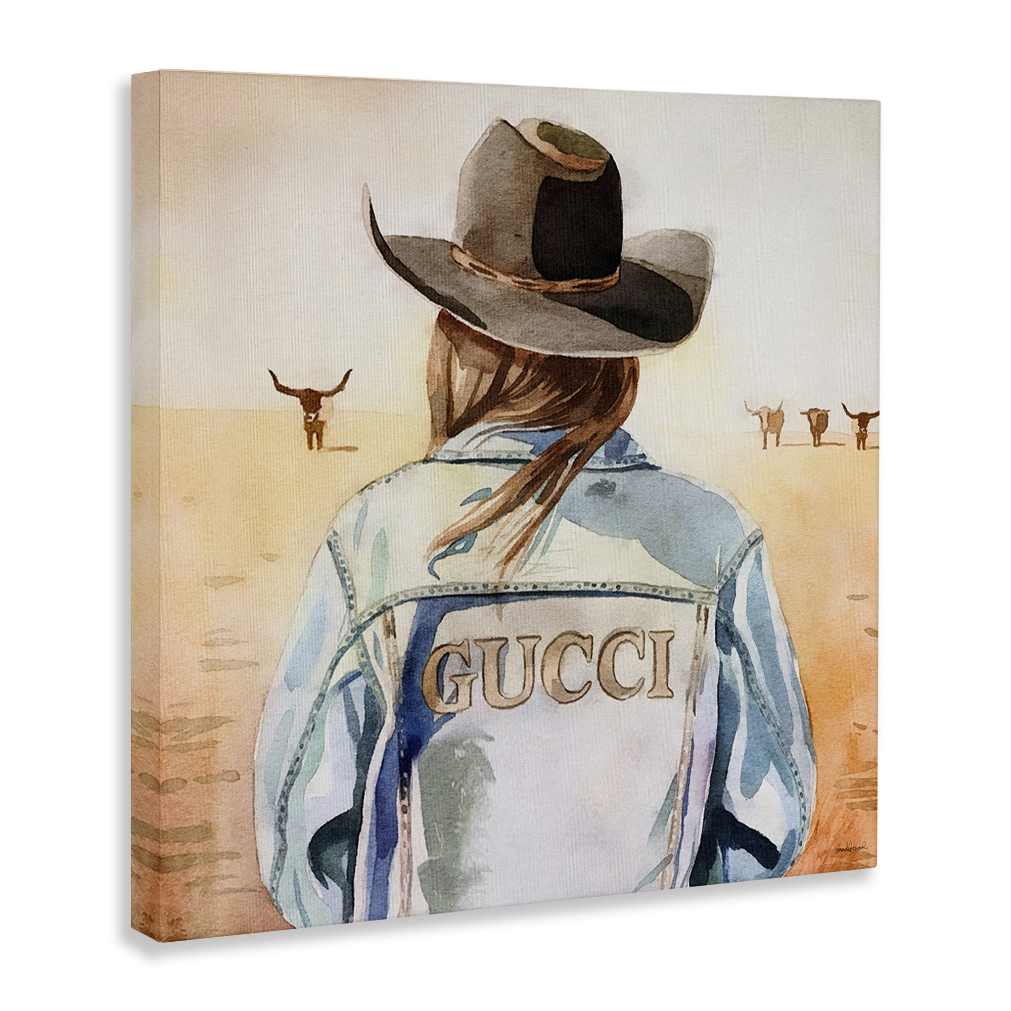 Stupell Industries Fashionable Desert Cowgirl People Painting Wrapped Canvas Art Print Wall Art, 24 x 24