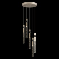 JoollySun 5 Lights Cluster Pendant Crystal Hanging Ceiling Light in Brushed Nickel