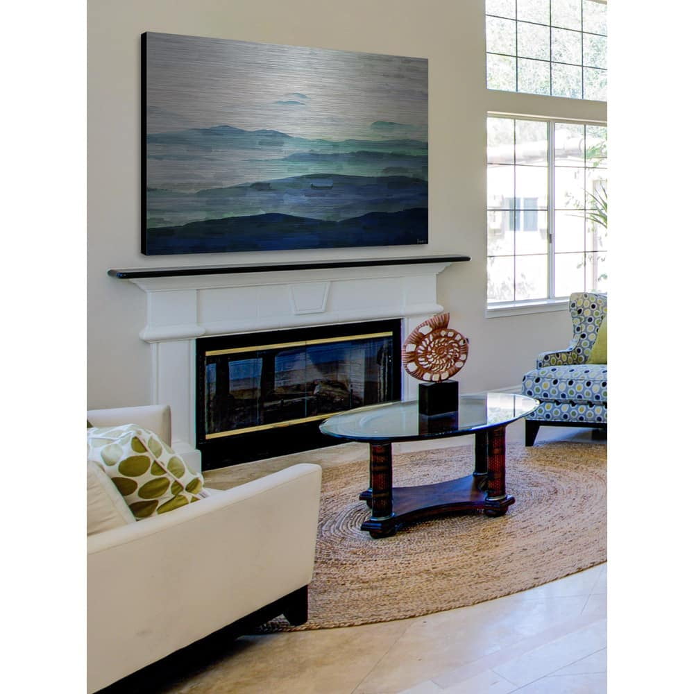 Parvez Taj  'Mountain Tops' Painting Print on Brushed Aluminum Multi-Color 36 x 24