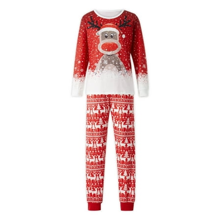 

Binpure Matching Family Christmas Pajamas Long Sleeve Deer Snowflake Print Pullover + Pants Set