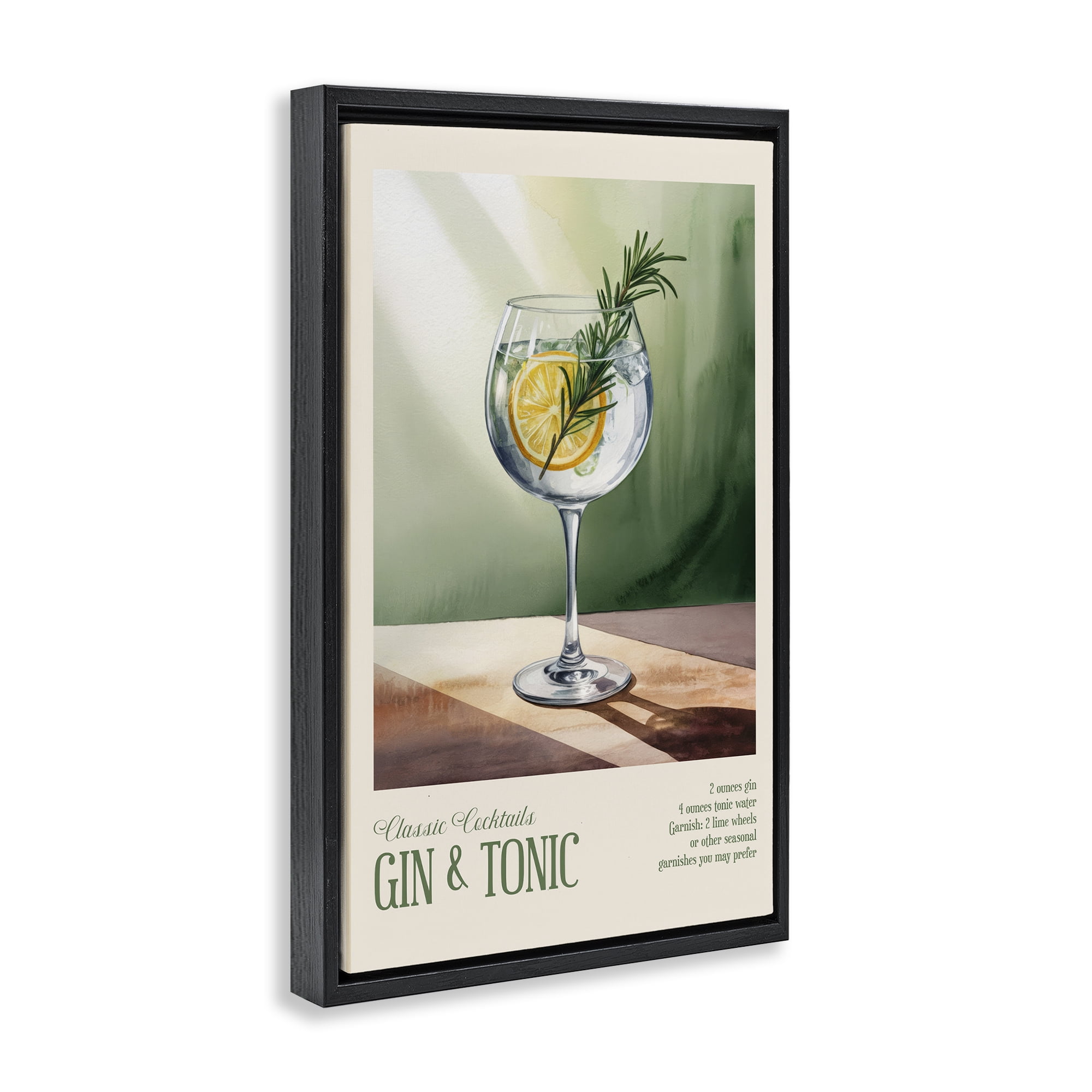 Stupell Industries Gin & Tonic Sun Rays Black Framed Floater Canvas Wall Art, design by Andreas Magnusson