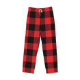 thumbnail image 2 of Vsdgher Buffalo Plaid Red Black Print Mens Pajama Pants Sleep & Lounge Pants, PJ Bottoms With elastic waistb and Pockets, 2 of 5