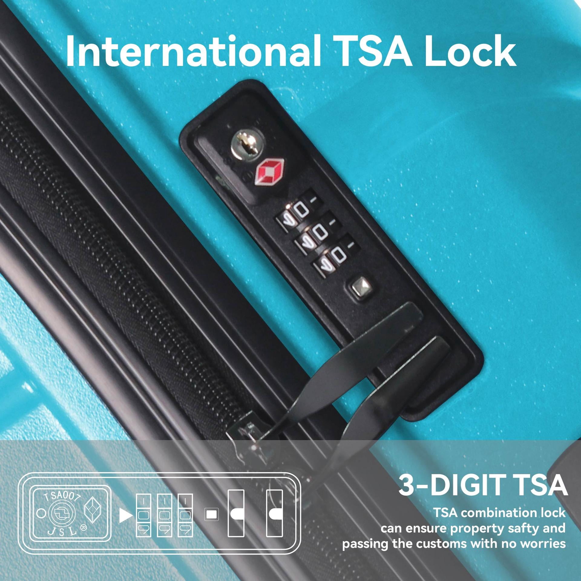 3 Piece Hardside Luggage Set with TSA Lock, Spinner Wheels, Scratch-Resistant Suitcase
