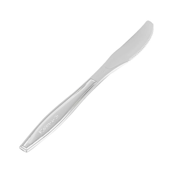 Restaurantware-Argento 7.8 Inch Plastic Silver Knives, 250 Recyclable Silver Knives - Crack-Resistant, For All Types Of Meals, Silver Plastic Disposable Knives