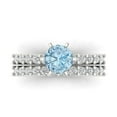thumbnail image 2 of Clara Pucci 14K White Gold Round Cut 1Ct Natural Swiss Blue Topaz Engagement Ring + Matching Band - Luxury Box Included, 2 of 7