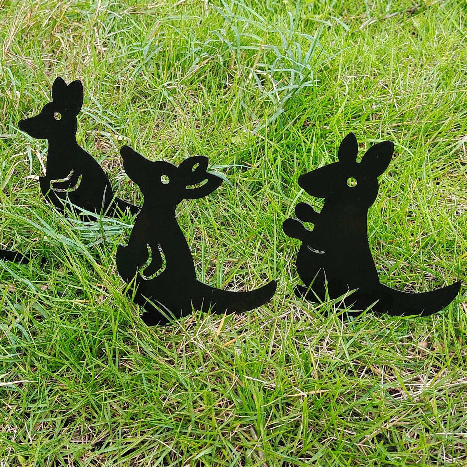 4 Pcs Kangaroo Family Yard Sign,Metal Animal Yard Decor,Black Kangaroos Lawn Signs with Stakes,Realistic Kangaroos Decoration for Garden Lawn Pathway,Outdoor Metal Animals Silhouette Art Decor