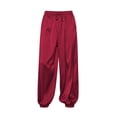 thumbnail image 5 of Ynynloco Women's Satin High Waist Cargo Joggers Pants Dressy Casual Lightweight Silky Elastic Waist Trousers with Pockets, 5 of 9