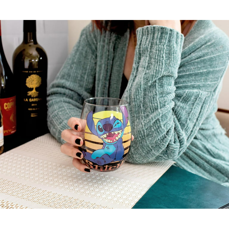 Disney Lilo & Stitch Stemless Wine Glass Holds 20 Ounces