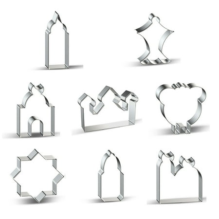 

Dasbsug 8Pcs Eid Mubarak&Ramadan Cookie Cutters DIY Church Biscuit Cutters Cake Mold