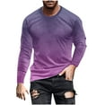 thumbnail image 2 of S-5XL T Shirts for Men Big & Tall Long Sleeve Crewneck Tshirts Shirt Plus Size Casual Pullover Gradient Printed Slim Fit Comfort Tees Tops, 2 of 5