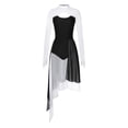 thumbnail image 4 of CHICTRY Women Modern Lyrical Dance Dress Mesh Long Sleeve Cutout Back Leotard Split Skirts White XXL, 4 of 6
