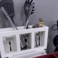 thumbnail image 3 of Utensil Holder Countertop,Kitchen Utensil Holder,Wood Flatware Organizer,13*6*4IN Rustic Utensil & Silverware Holder for Forks, Spoons, Knives(White), 3 of 8