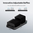 thumbnail image 4 of [Upgraded] UNITEK 60W 10 Port USB Charging Station for Multiple Devices, Fast Charging Dock Organizer with QC 3.0 and SmartIC Charging Stand (UL Certified), Black, 4 of 7