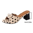 thumbnail image 5 of PiGOGI Women's Polka Dot Bow Mules Block Heel Non-Slip Comfortable Open Toe Sandals Summer Beige 5.5, 5 of 9