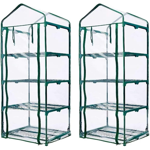 4 Tier Mini Greenhouse Roll Up Zipper Door Greenhouse Replacement Cover-22"x14"x63" Clear Greenhouse Cover for Gardening Plants Cold Frost Protection Wind Rain Proof (Frame Not Include)