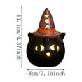 thumbnail image 3 of Clearance! Halloween Witch Hat Ceramic Light Up Figurine LED Night Light, Glowing Pumpkin Statue Candle Style Tabletop Decor for Mantel Shelf Fall Thanksgiving Home Decoration, 3 of 5