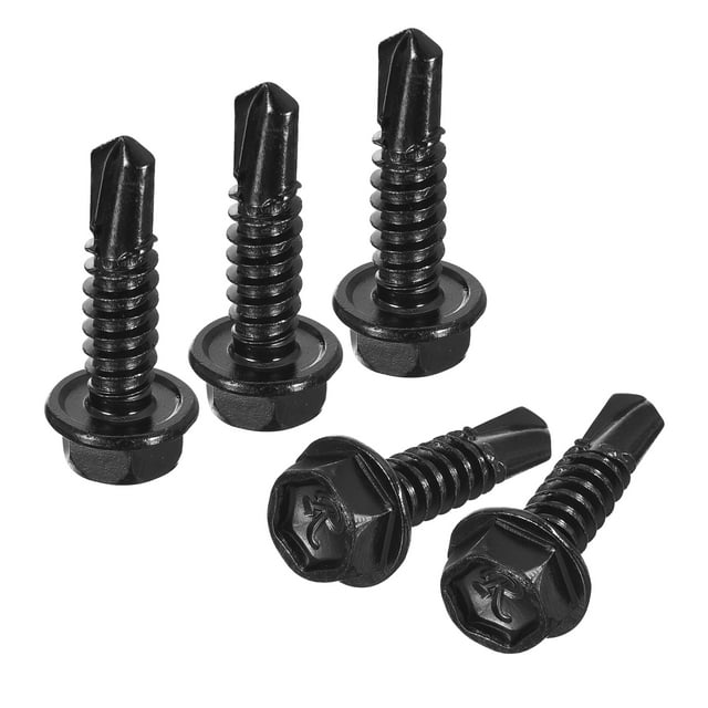 Unique Bargains 100Pack #14 x 1' Hex Washer Head Self Tapping Screws Sheet Metal Screws