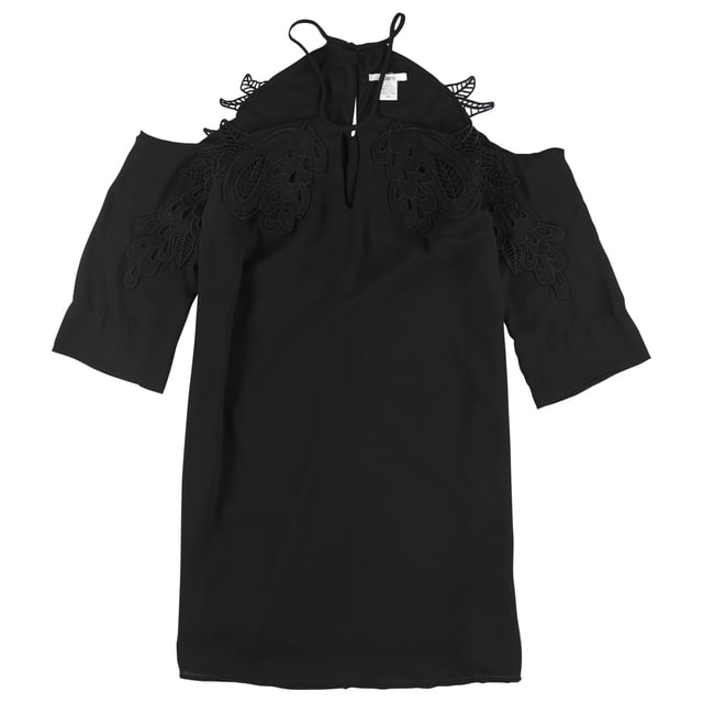 Vestido evasé con apliques de encaje bar III para mujer negro extra pequeño