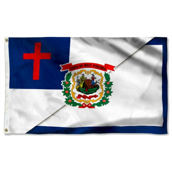 Cayyon Jesus Flag 3x5Feet West Virginia And Christian Grommet Flag Banner with 2 Brass Grommets