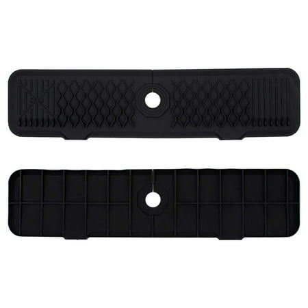 Faucet Splash Protector Sixty-One Centimeter Black Foldable Sloping Silicone Mat for Bathroom and Kitchen Splash Guard Grade Sanitary Maintenance Management Accessory Utility Design Tool