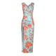 thumbnail image 1 of Vestido de fiesta con abertura alta y cordón fruncido con cordón estampado sin mangas con cuello en V sexy de verano para mujer Fridja hj5389, 1 of 8