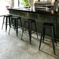 thumbnail image 5 of Flash Furniture Kai Commercial Grade 4 Pack 30" High Backless Distressed Black Metal Indoor-Outdoor Barstool, 5 of 11