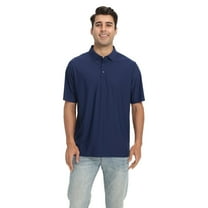Zfeel Short Sleeve Collared Polo Shirt for Men, Stretchable Nylon-Spandex Polo, Navy, S