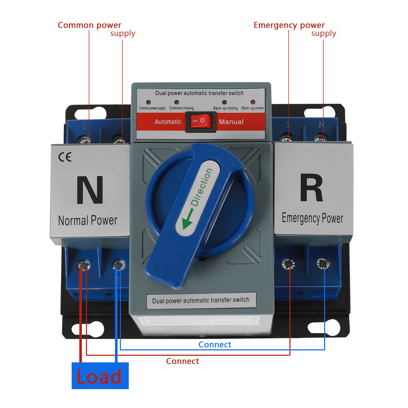 Miumaeov Mini Dual Power Automatic Transfer Switch AC-33iB 2P 63A 110V Toggle Controller Change-Over Switch