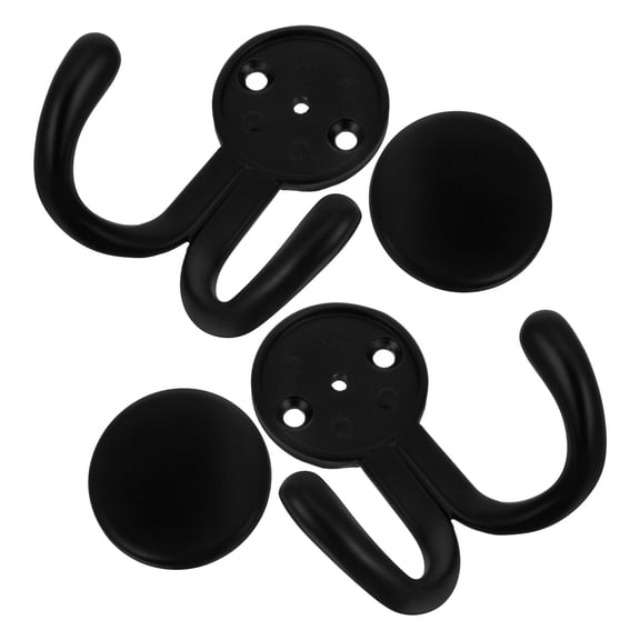 BESTYASH 2-Pack Black Metal Wall Hooks for Hanging Towels, Robes, Coats - Space-Saving, Compact Design
