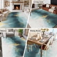 thumbnail image 5 of 6'x9' Area Rugs, Modern Teal Gold Indoor Outdoor Area Rug for Living Room Bedroom, Abstract Geometric Lines Washable Bathroom Rugs Kitchen Floor Carpet Mats Home Decor Aesthetic, 5 of 8