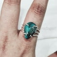 thumbnail image 4 of Natural Turquoise Ring, Rough Tibetan Turquoise Ring, December Birthstone, 3 Plain Band, 925 Sterling Silver, Womens Ring, Christmas, Thanksgiving, Handmade, Statement Jewelry, Rough Gemstone Jewelry, 4 of 5