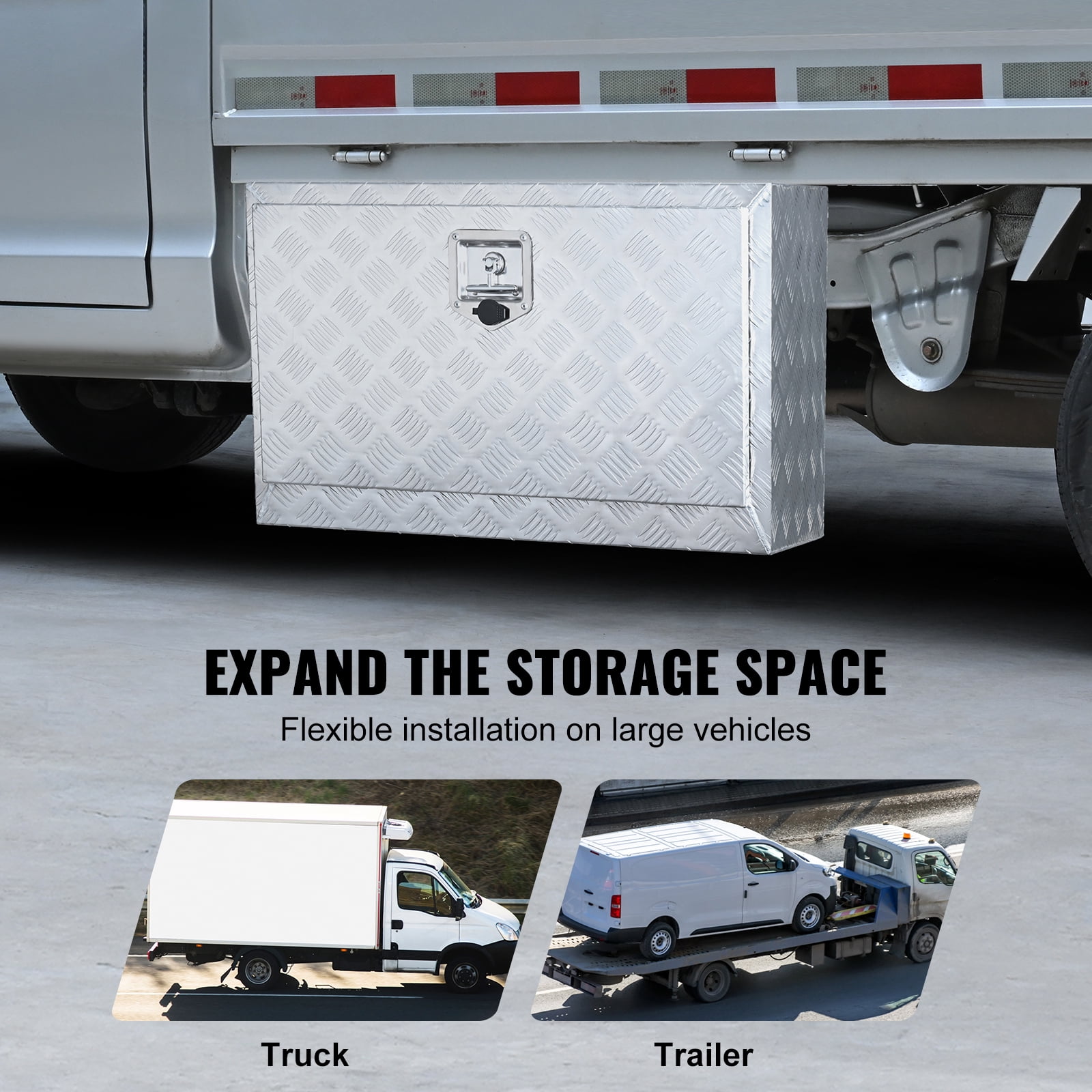 KFFKFF Underbody Aluminum Truck Tool Box 30" x 14" x 16" Trailer RV Tool Storage