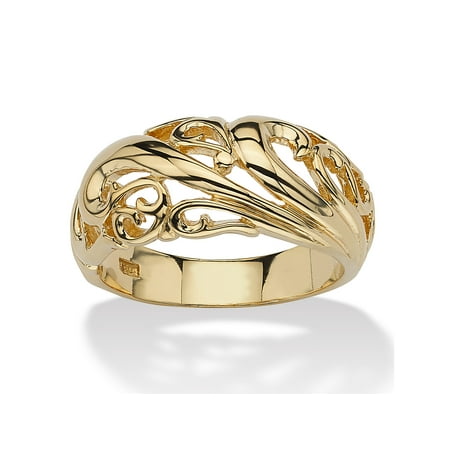 Gold Over Sterling Violet - 18k Gold over Sterling Silver Swirl Dome Ring
