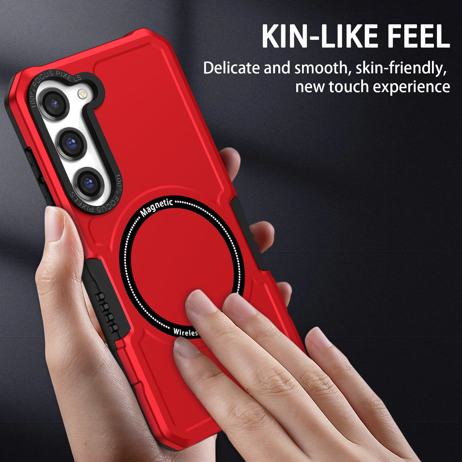 TECH CIRCLE Galaxy S22 Case,Heavy-Duty Tough Rugged Full Body Shockproof Wireless Charging Protective Case Compatible with Magsafe for Samsung Galaxy S22 5G 6.1 inch 2022, Red