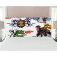 thumbnail image 1 of Dragon Headboard, Japanese Manga Dragon with a Man with Kimono Geisha Tribal Characters, Upholstered Decorative Metal Bed Headboard with Memory Foam, Full Size, Green Blue, by Ambesonne, 1 of 4