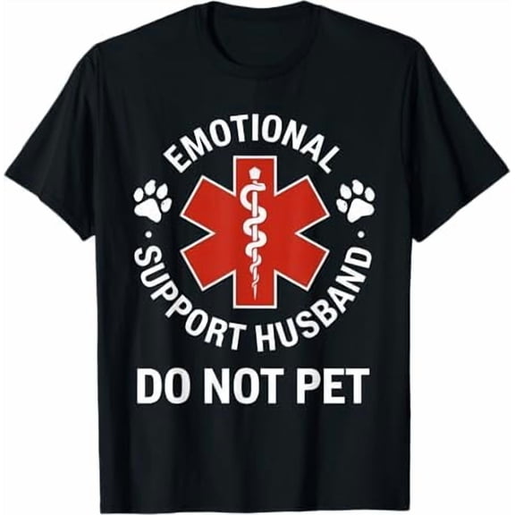 Greenink Funny Mens Husband Wife T-Shirt - Emotional Support Husband Do Not Pet Dad Humor Joke Father Day Shirt