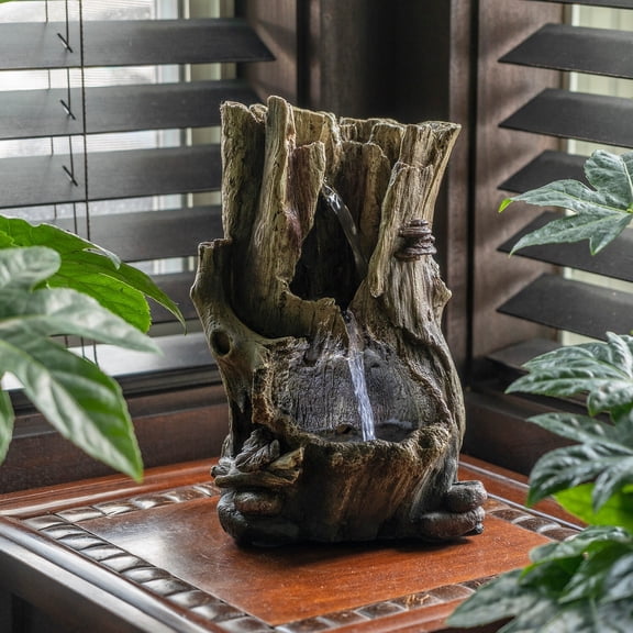 Alpine Corporation  11" Tall Indoor Rainforest Tabletop Fountain with LED Lights