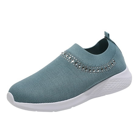 

Takeoutsome Women s Ladies Casual Crystal Slip On Mesh Breathable Sneakers Loafers Shoes