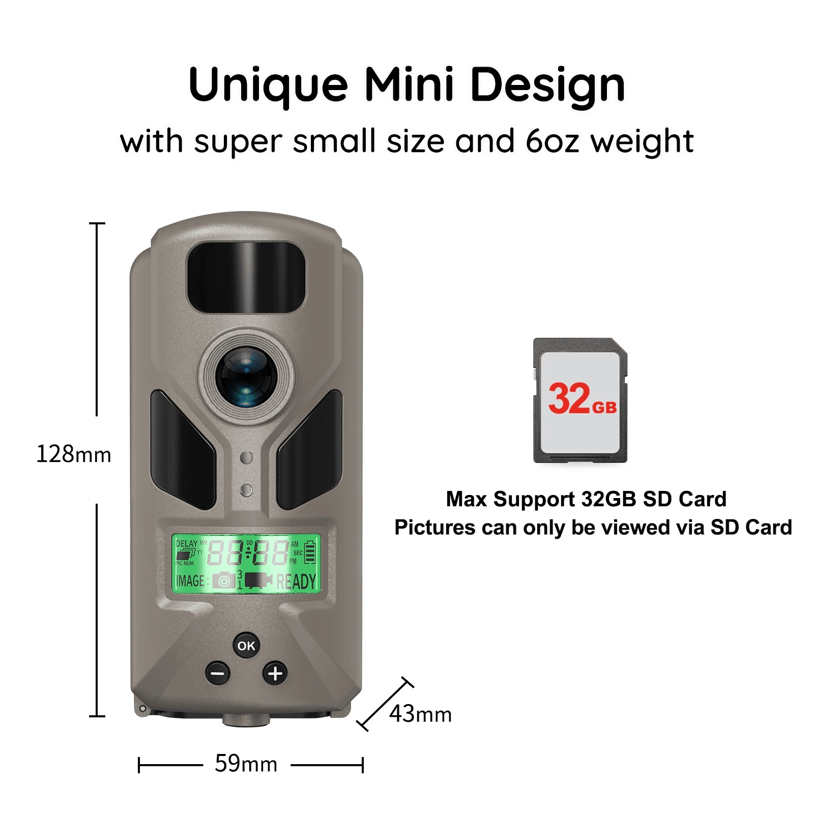 20MP Mini Trail Camera 1080P Hunting Trail Camera with No Glow 940nm Night Vision Motion Activated IP66 Waterproof,80ft Illumination Range Hunting Game Cam for Wildlife Monitoring- Grey