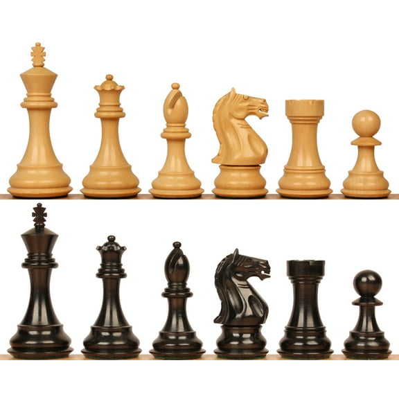 Fierce Knight Staunton Chess Set with Ebony & Boxwood Pieces - 4" King