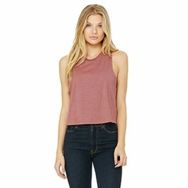 Ladies' Racerback Cropped Tank - HEATHER MAUVE - 2XL
