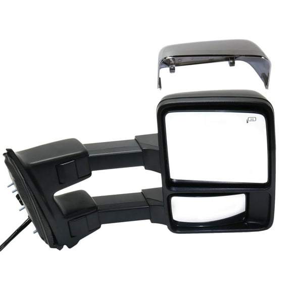 MIRROR Compatible For 2011-2016 Ford F-250 Super Duty F-350 Right Passenger Towing Heated Power Glass Folding In-housing Signal Light With memory 1 Chrome and Paintable Cap