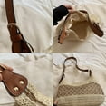 thumbnail image 3 of Straw Beach Bags Woven Rattan Crescent Summer Straw Tote Bag with Top Handle Handbag for Women, 3 of 8