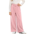 thumbnail image 3 of LUGOGNE Girls Corduroy Pants with Pockets - Elastic Waist Straight Leg Casual Sweatpants Kids Clothing Pink,Size 12, 3 of 8