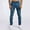 Dark Blue, variant on Jean High Waisted Pants for Men Blue Men's Skinny Stretch Ripped Tapered Leg Jeans Light