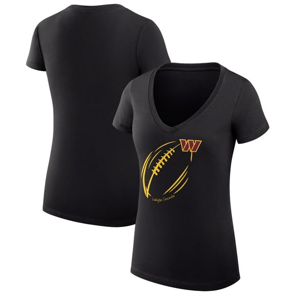 Women's G-III 4Her by Carl Banks  Black Washington Commanders Super-Slim Fit Lightweight Subtle Football V-Neck T-Shirt