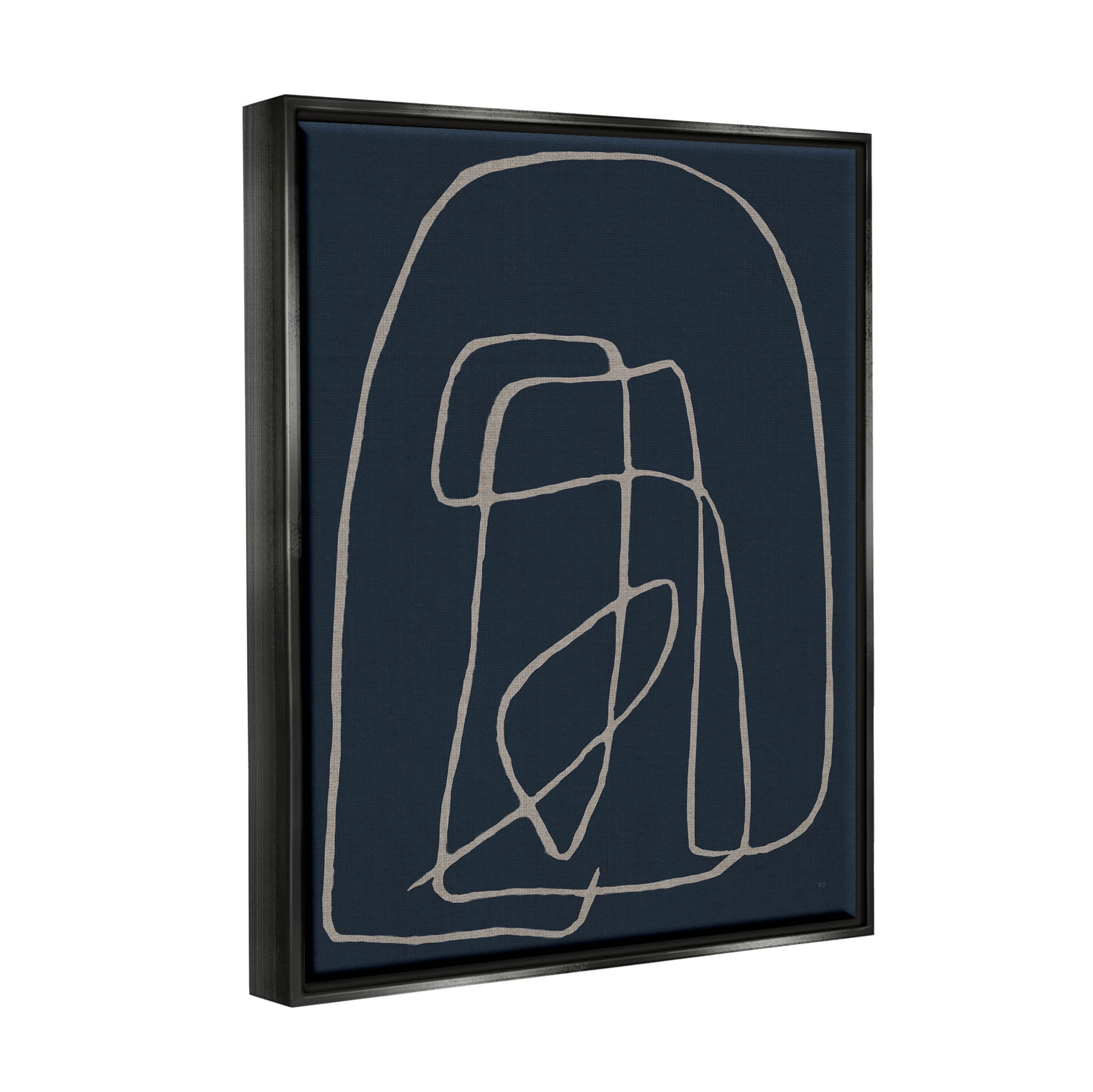 Stupell Industries Modern Squiggle Line Form Graphic Art Jet Black Floating Framed Canvas Print Wall Art, Design by Susan Jill