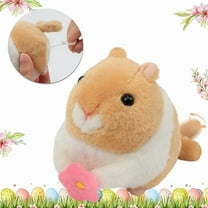 B Wind-Up Plush Toys,Clockwork Hamster,Wagging Tail Rotating Interactive Toys Stuffed Plush Toy