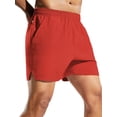 thumbnail image 2 of MIER Men's 5" Quick-Dry Running Shorts with Pockets – Lightweight Athletic Workout Shorts, Red, S, 2 of 7
