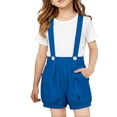 thumbnail image 4 of Girls Adjustable Strap Shorts Overalls Kids Summer Casual with Pockets, 4 of 6